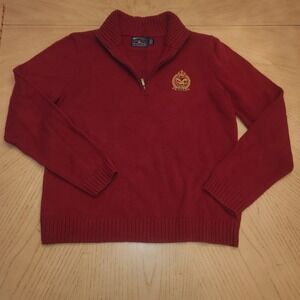 Red Quarter Zip Womens American Living Cotton Sweater - size L